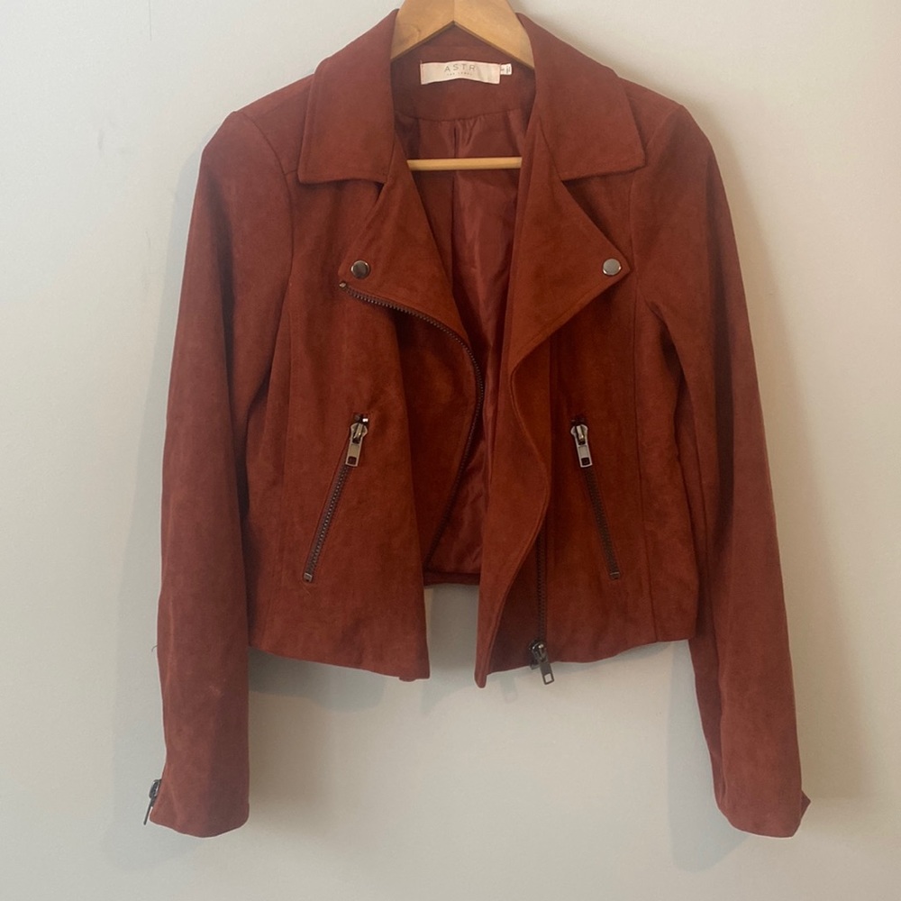 EUC ASTR Burnt Orange Faux Suede Cropped Jacket
